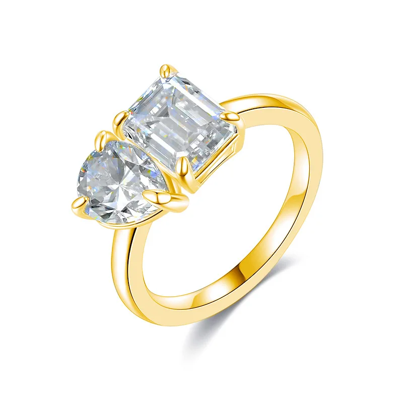 

Женское кольцо из серебра 925 пробы, позолота 18 карат, 6x8 мм x 2 шт., цвет D, необычный огранка, муассанит, элегантное ювелирное изделие в подарок с сертификатом GRA.