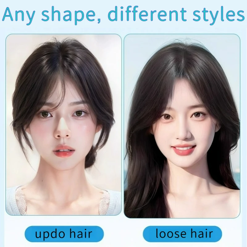 100% Remy Human Hair Air Bangs With Middle Part Traceless Easy Clips in Bangs With Invisible T-Shaped Forehead Fringe Inner Mesh