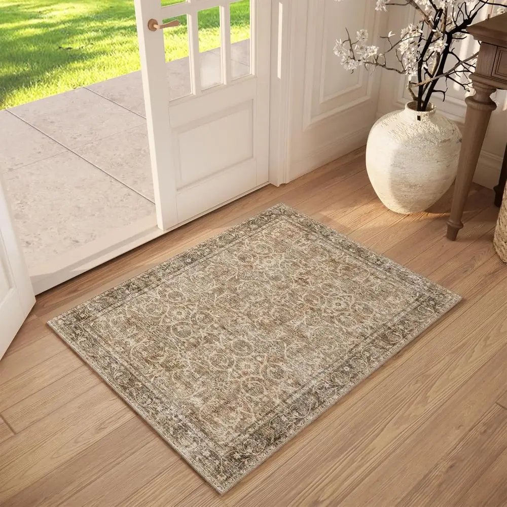 

Washable 2'x3' Non Slip Rug Vintage Sot Low Pile Lightweight Boho Area Rugs or High-Traic Areas (Entryway, Kitchen, Hallway), ar