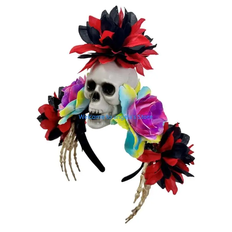 X4YC Skull Skeleton Hand Hairband Styling Accessory Headpeice For Halloween Event Dressingup and Party Gathering Supply