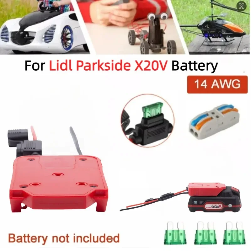 

DIY Battery Power Wheels Adapter Connector for Lidl Parkside X20V Lithium Battery with Switch 14 AWG for Power Wheels Upgrade