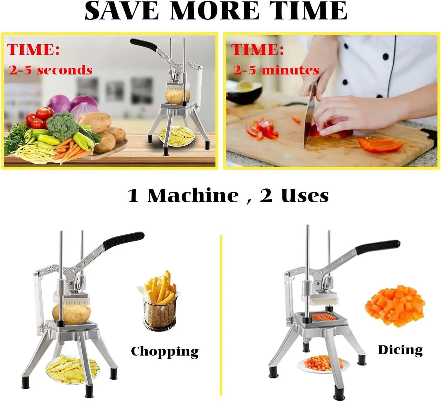 مفرمة فواي قابلة للخضروات، قطاعة بواو الاحترافية، مفرمة خضروات سنوية، قطاعة قلي فرنسية،