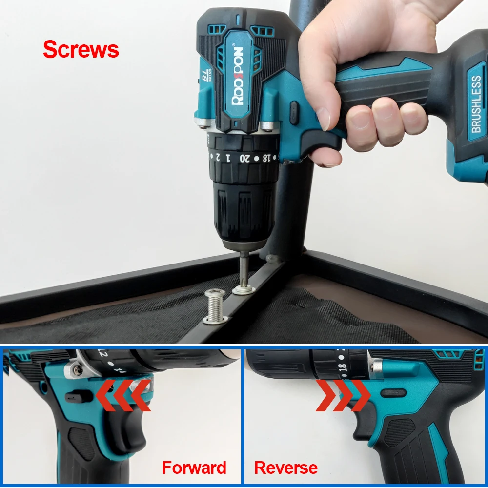 21V Cordless Electric Drill Brushless Electric Impact Drill 3 in 1 10mm  Electric Cordless Screwdriver For Makita 18v Battery