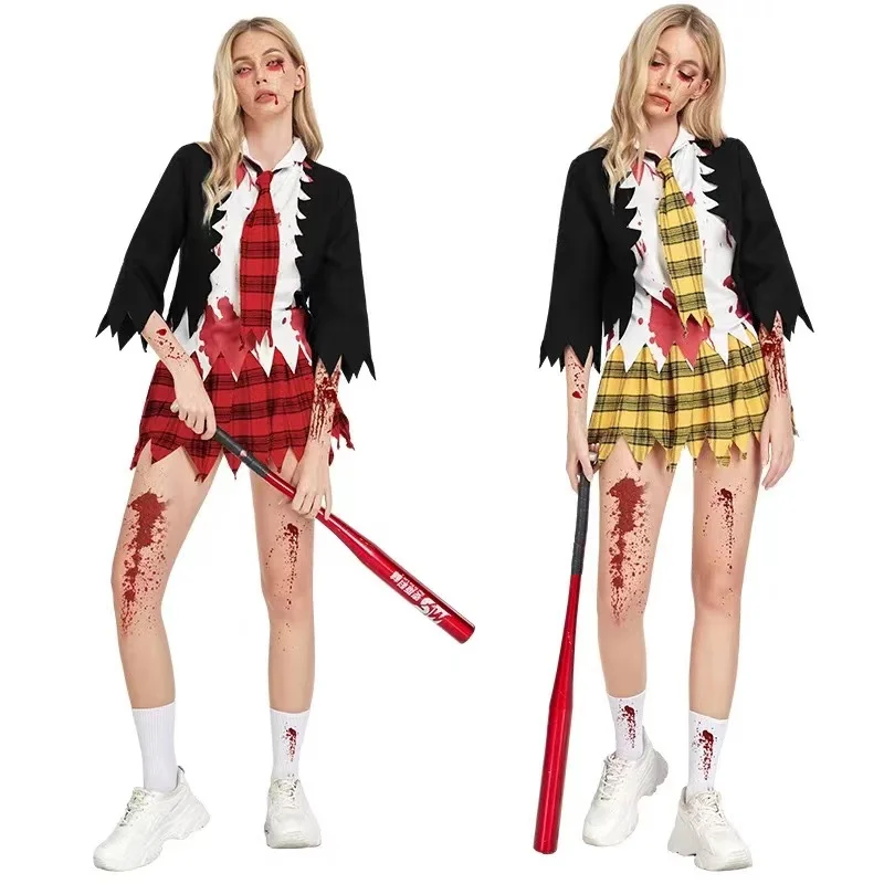 

Хэллоуин женский косплей костюм студенческий наряд террор зомби пар взрослый eup танцевальный сценический костюм из полиэстера