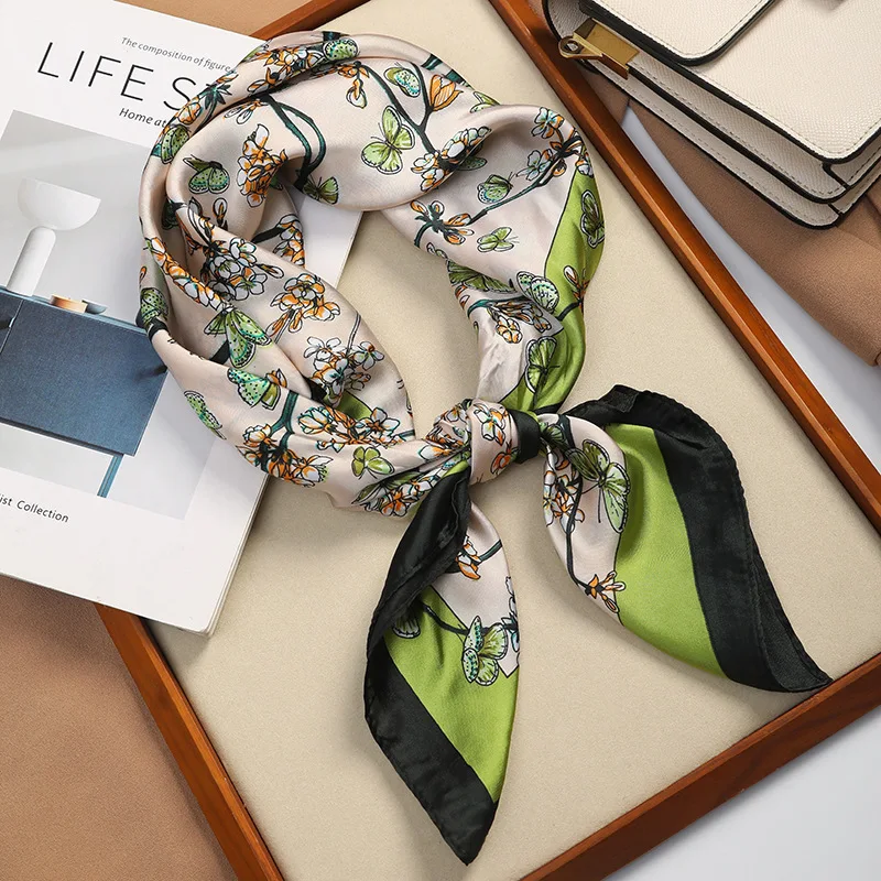 

New silk scarf women's fashion versatile high sense 70 square scarf Korean version neck scarf spring and autumn retro