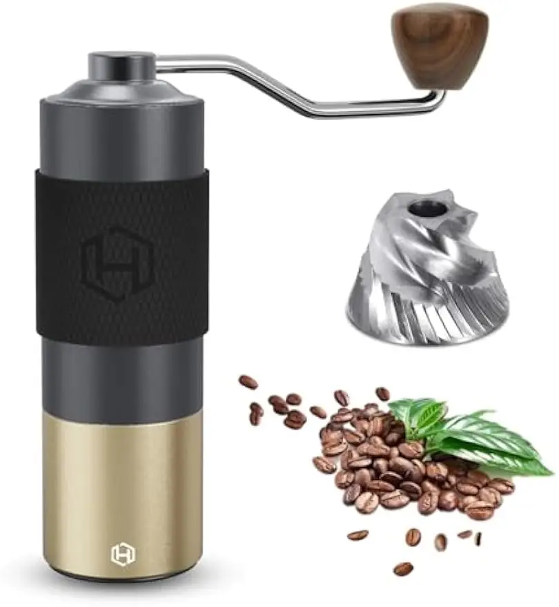 

Регулируемая ручная кофемолка с жерновами из нержавеющей стали, портативная для эспрессо-грубого помола, идеально подходит для дома и кемпинга