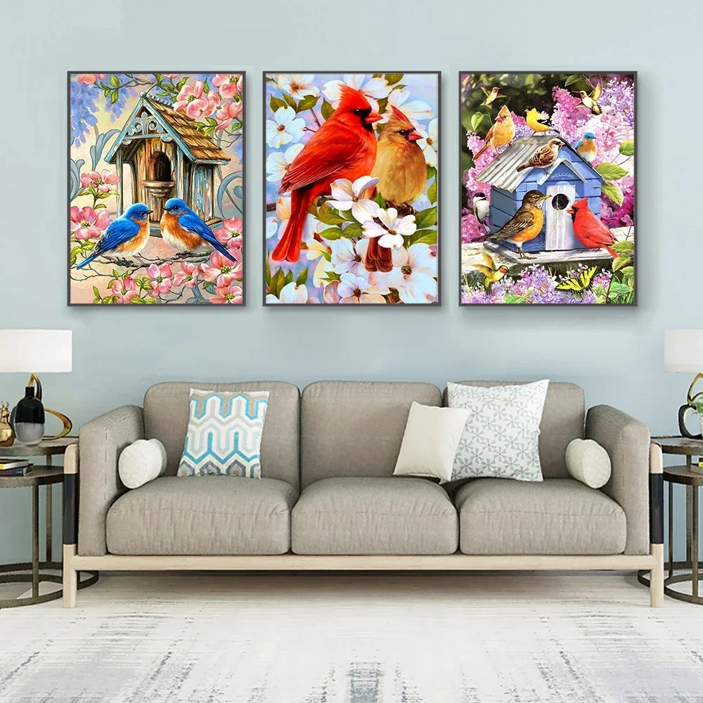 Diamond Painting Flower Bird 5D DIY AB Drill Round Diamond Embroidery Cross Stitch Kit Rhinestone Mosaic Art Home Decor - view 2