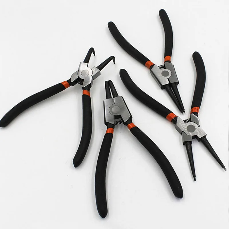 7'' Long Nose Plier Staight Bent Plier Inner Outer Retaining Snap Ring Remover Tool Multifunctional Snap Ring Circlip Pliers For