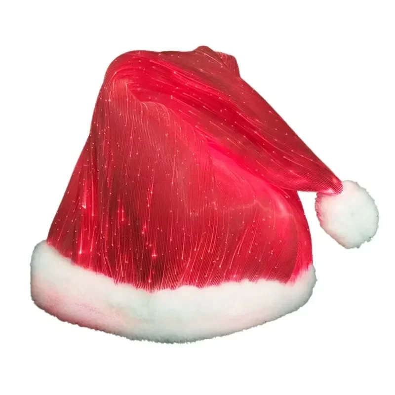 Fiber Optic LED Christmas Glowing Hat for New Year Party Celebration Festive Light up Headwear Holiday Accessory