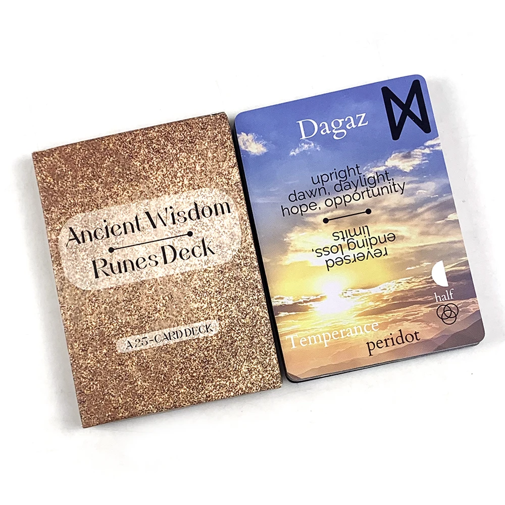 Jeu de cartes de runes de sagesse ancienne, 25 cartes oracle exquises pour inspirer votre vie et votre destin, parfaites pour la guidance spirituelle