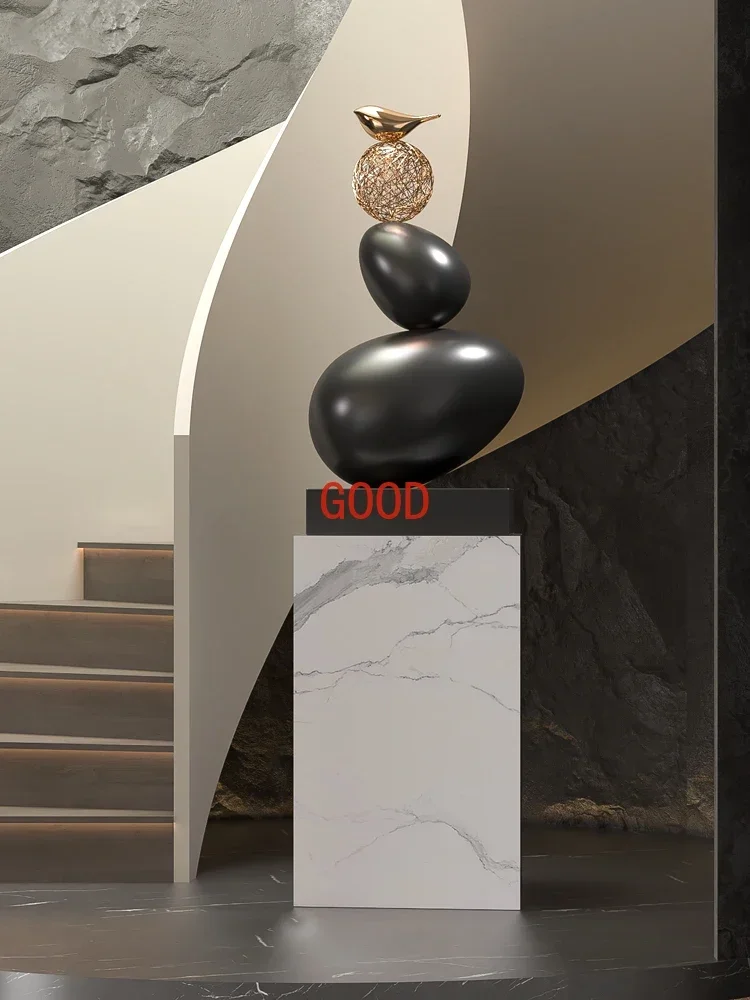 TAO Creative Pebbles Equilibrium Shape Sculpture Office Living Room Stone Operate Fortune Seeking Feng Shui Decor Statues Home D
