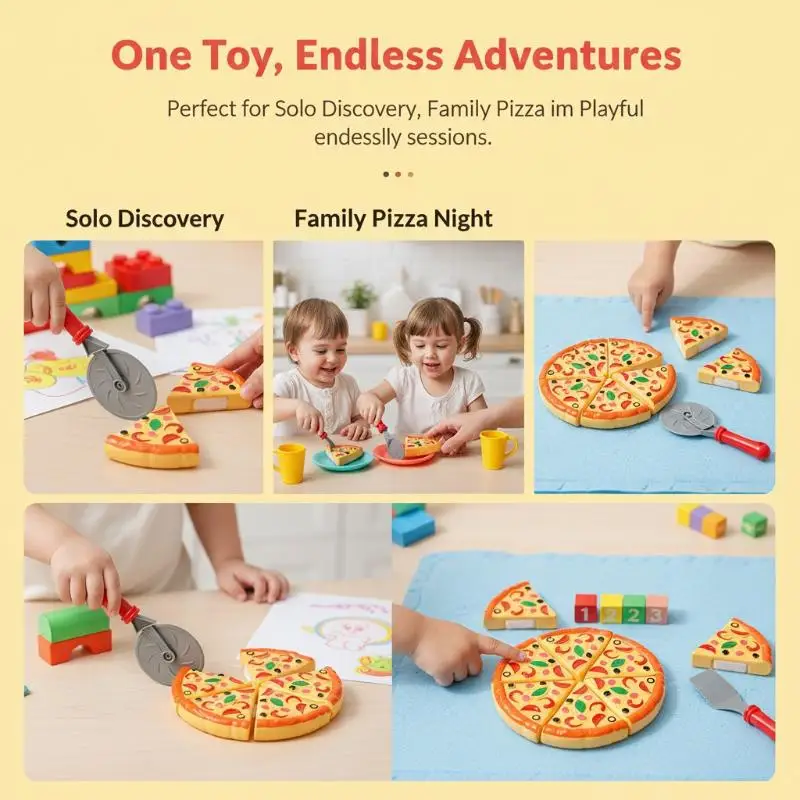 

Kids Educational Pizza Cutting Toy with Simulation Plastic Pretend Kitchen Learning Food Toy Creative Gift for Children