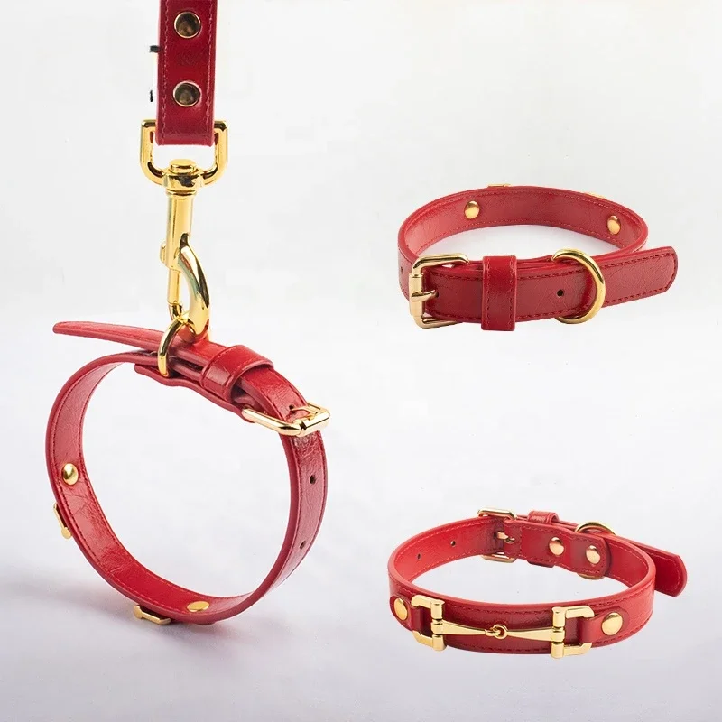 Fashion Custom Color Luxury Waterproof PU Leather Collar Pet Vegan Pu Coated Webbing Dog Collar With Metal Buckle