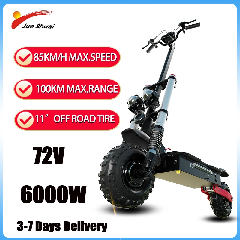 Dual Shock Apsorption Foldable Electric Scooter 48V-72V 1200W-6000W Dual Motor E Scooter 85kKM/H Maximum DIstance for Adults