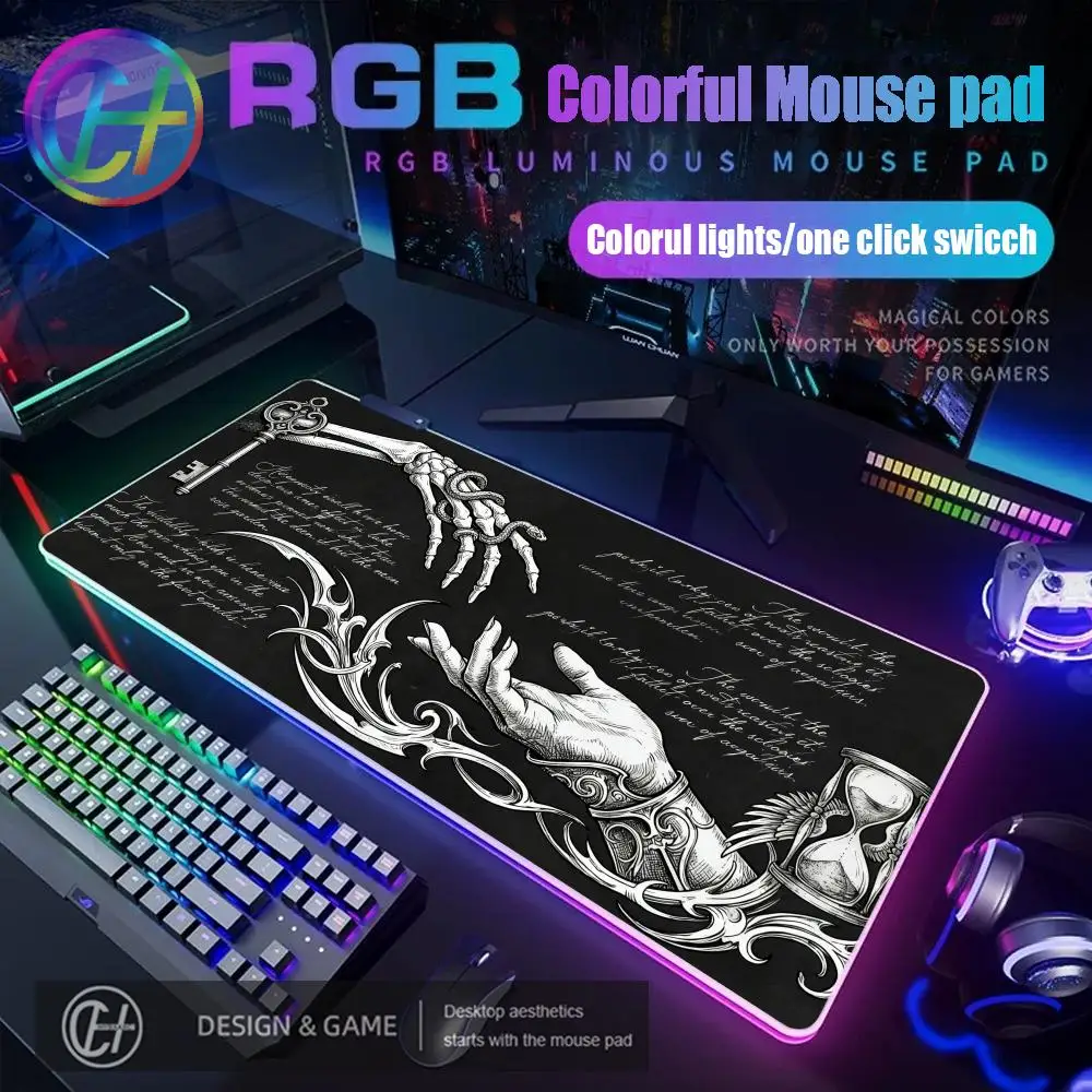 

Игровой коврик для мыши HYBXAXC Ironbound Legacy Sigil – RGB-подсветка, готический декор для стола, HD-качество, большой размер, светодиодная подсветка, XXL