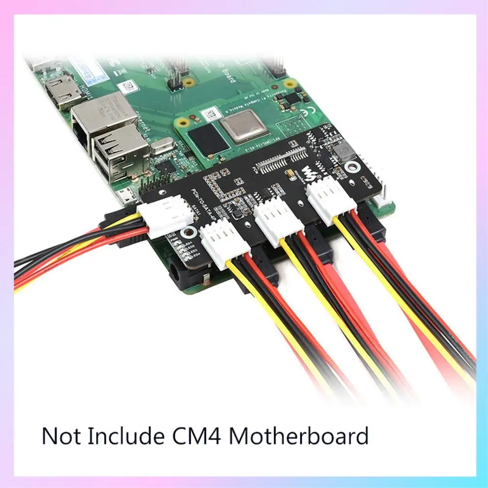 

T23C For Raspberry Pi CM4 Extension Board PCI-E To 4-Way SATA3.0 Extension Board 6Gbps High-Speed SATA Interface Supports CM4