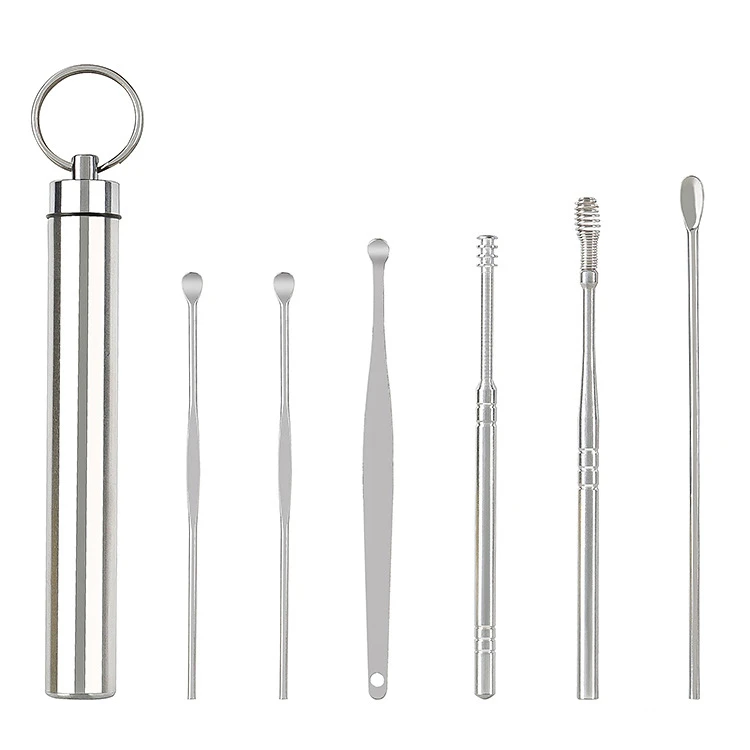 Portátil 6 pçs conjunto de ferramentas de limpeza orelha picareta bestseller ferramenta de escavação de cera earwax colher de limpeza de cera de ouvido colher