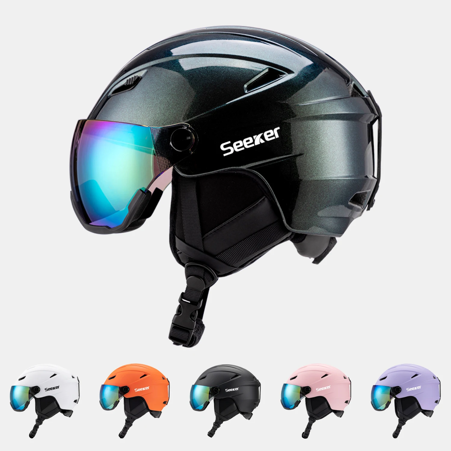

Лыжный шлем Seeker с очками, зимний зимний шлем, спорт на открытом воздухе, альпийский лыжный шлем для катания на коньках, мужской и женский лыжный шлем для взрослых