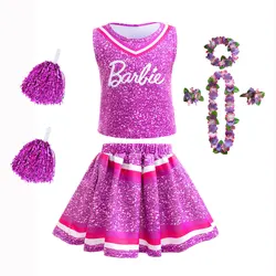 Bambini ragazze signore Cheerleader Costume Babie gonne a pieghe Cheer Uniform Outfit regali Pullover Top Shirt Lei