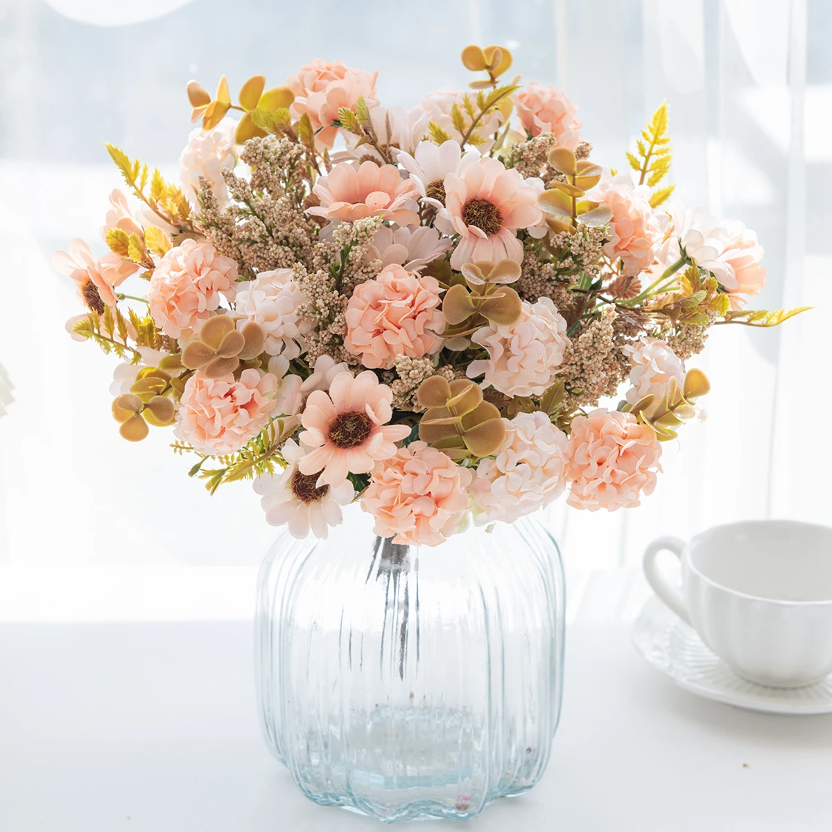 3 Stück Künstliche Blumen Seiden-Chrysanthemen Brautsträuße Hochzeit Outdoor Garten Zuhause Vasen Tisch Herbst Halloween Deko Geschenke – Detail 8
