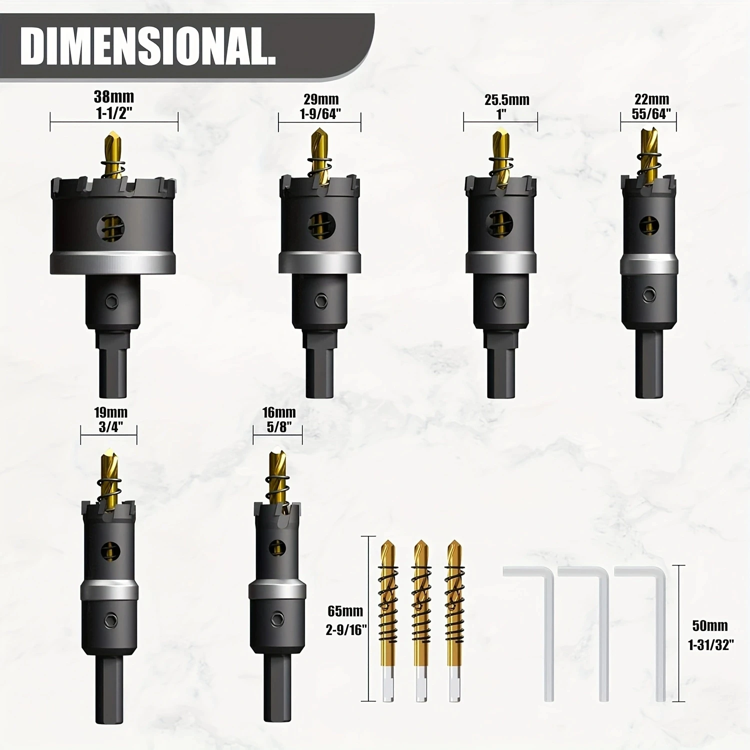 19PCS Tungsten Carbide Hole Saw Kit, 5/8