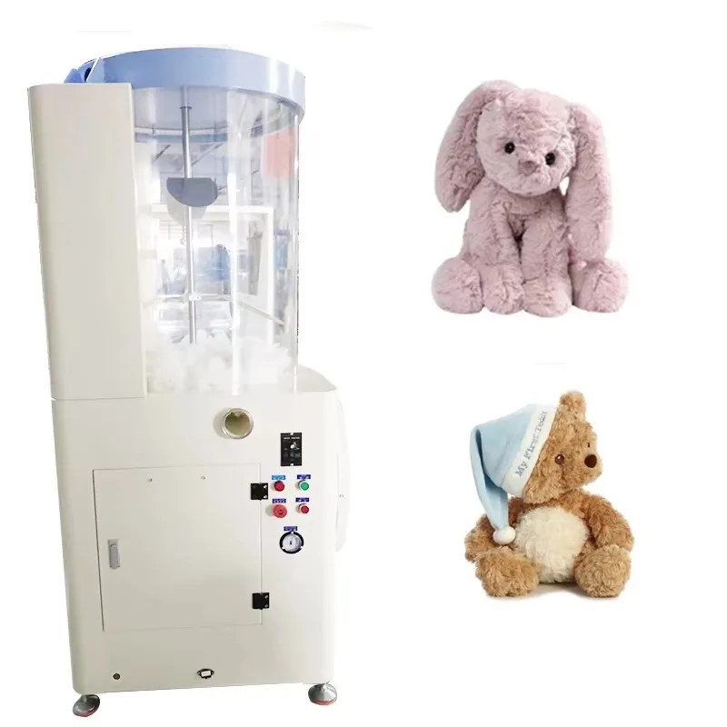 Automatic Efficient Plush Stuffing Machine Transparent Cylinder Easy Operation Plush Toy Processing Machine For Toy Factory