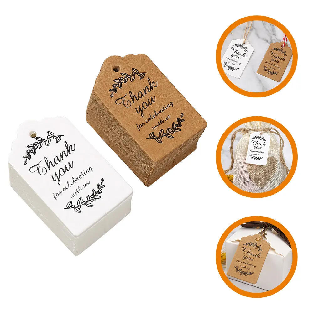 

200 шт. Нежные подарочные бирки из бумаги, этикетки «Спасибо» для подарков учителям, праздничных вечеринок, сувениров, украшений с веревкой