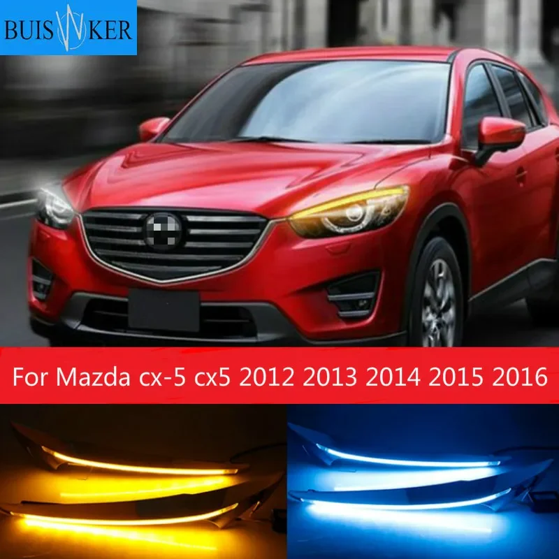 

1Pair DRL For Mazda cx-5 cx5 2012 2013 2014 2015 2016 led daytime running light turn signal yellow 12V fog lamp