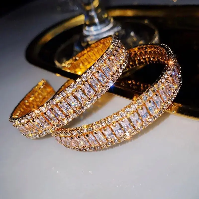 

Open Bracelet for Women High Quality Vintage Micro Pave Full Zircon Bangles Gold-color Noble Luxury Jewelry Accessories