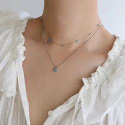New 316L Stainless Steel Imitation Turquoise Handmade Necklace 2024 Rust Proof Exquisite Daily Chic Women Waterproof Jewelry