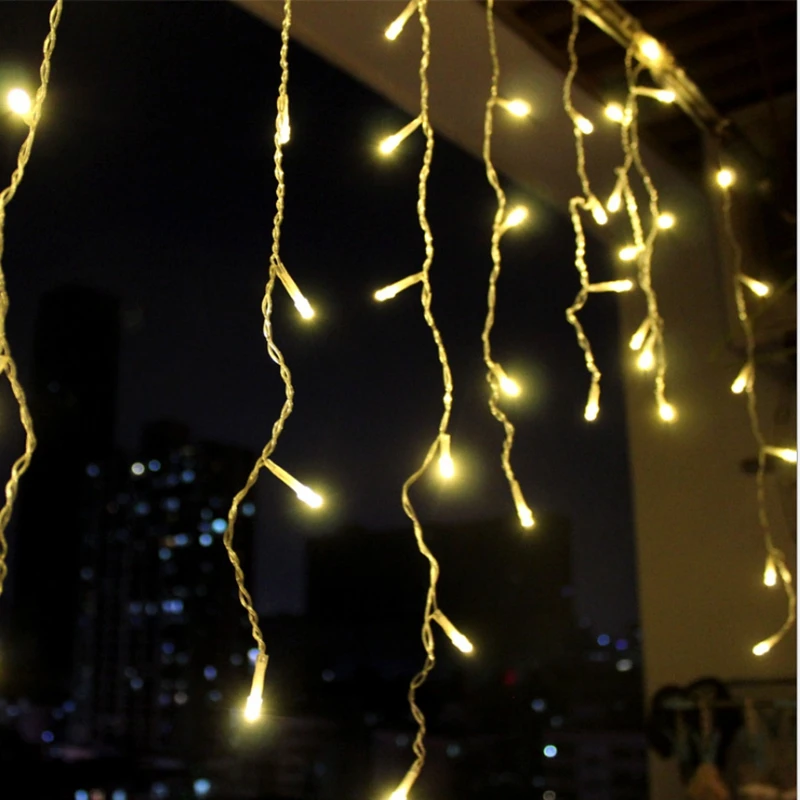 5m Christmas Lamps Droop 0.4-0.6m Waterproof Garland Led Icicle String Lamps For Garden House Eaves Pop Year Decoration