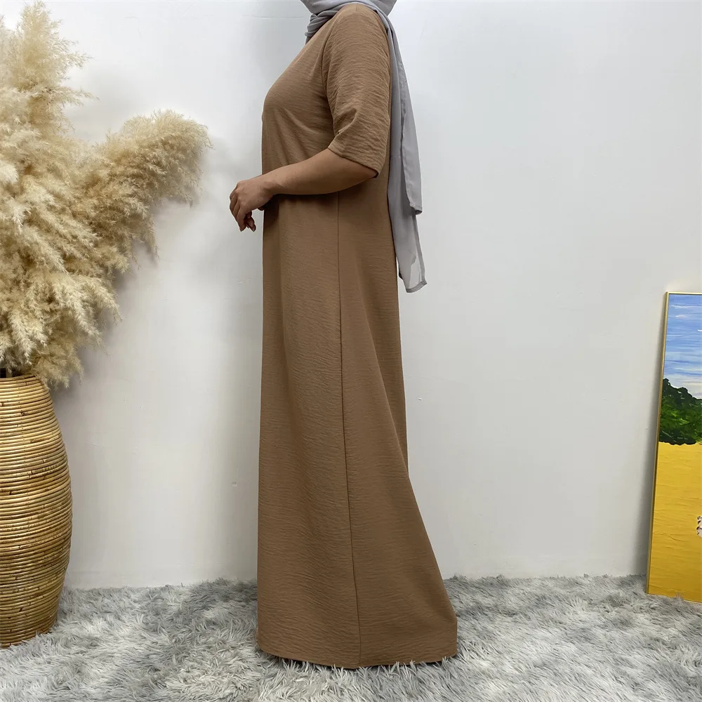 Modeste décontracté sous Abaya pour femmes musulmanes demi manches Maxi Robe turquie arabe Robe caftan dubaï islamique femme Eid Ramadan Robe