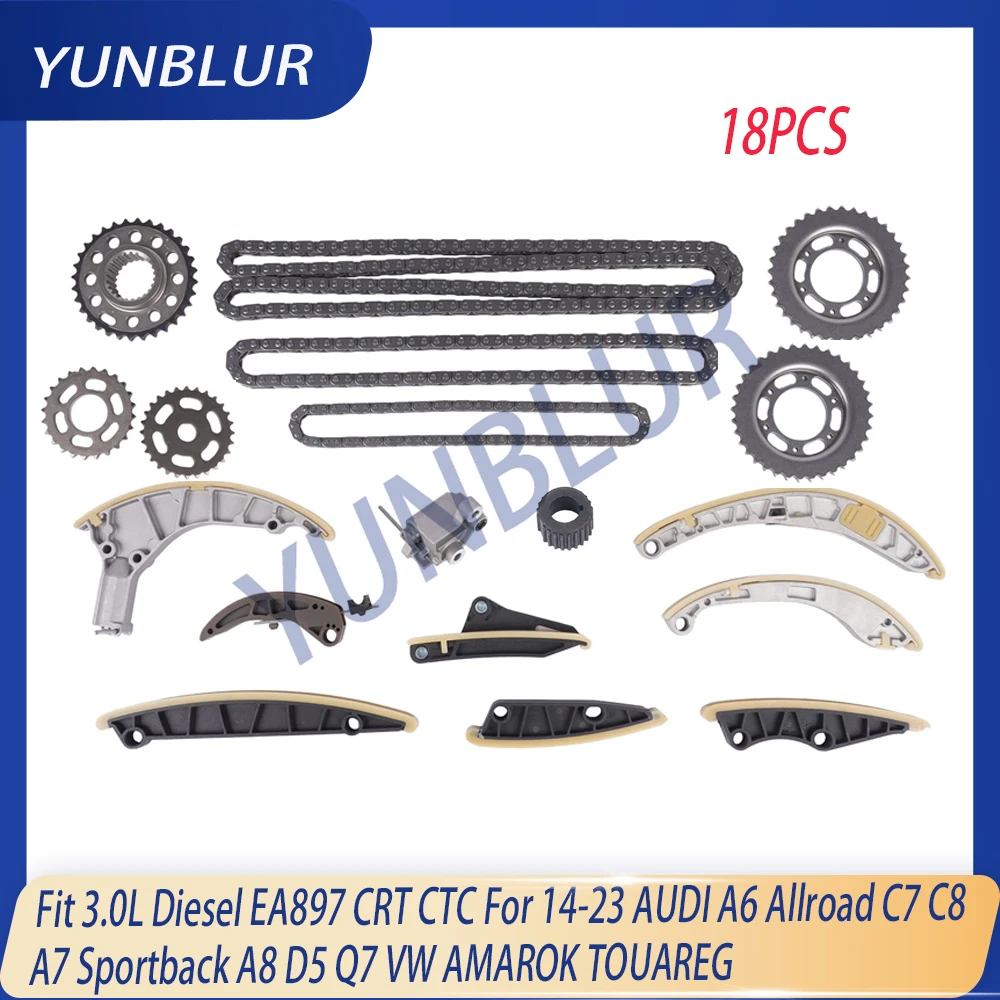 Engine Timing Chain Kit Fit 3.0 L Diesel EA897 CRT CTC For 14-23 AUDI A6 Allroad C7 C8 A7 Sportback A8 D5 Q7 VW AMAROK TOUAREG