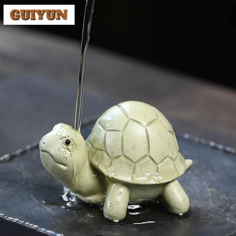 Handmade Turtle Yixing Purple Clay Tea Pet Cute Tortoise Tea Figurine Play Toys Lucky Sculpture Crafts Miniatures for Home Decor