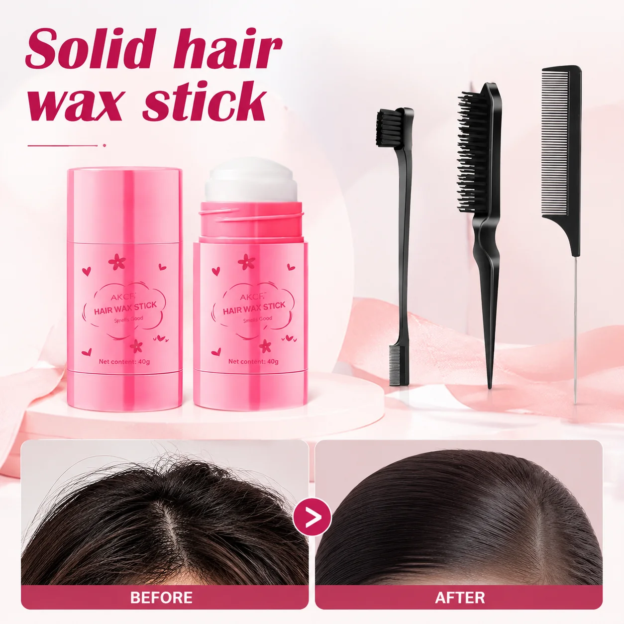 40g Hair Wax Stick Flyaway Hair Tamer Non-Greasy Hair Finishing Cream Slick Edge Control Broken Hair Fixing Wax