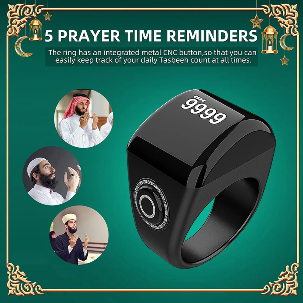 Middle East Worship Azanclock Prayer Counting Smart Ring App Controlled Bluetooth Ring Counter