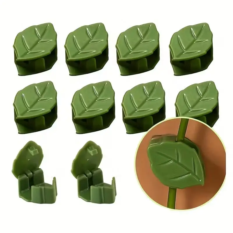 20pcs Leaf-Shaped Plant Climbing Clips  Vine & Wall Fixing Clips, Garden Support Accessories