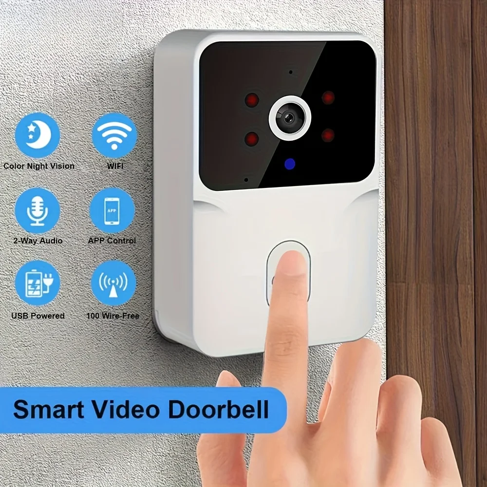 Smart HD Video Camera Wireless Doorbell - Night Vision, Voice Change, 2-Way Calls, Photo, Recording - WiFi Rechargeable Security