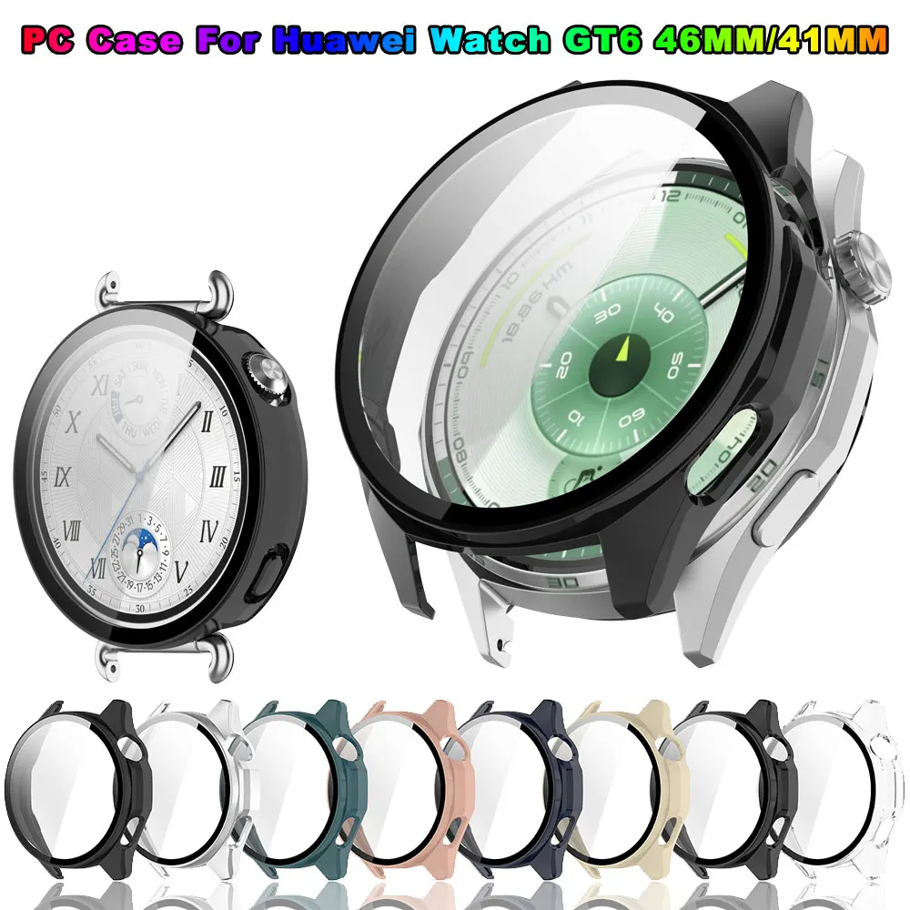Verre trempé + boîtier PC pour Huawei Watch GT6 46MM protecteur d'écran dur housse de protection pare-chocs tout autour pour étuis GT6 41MM