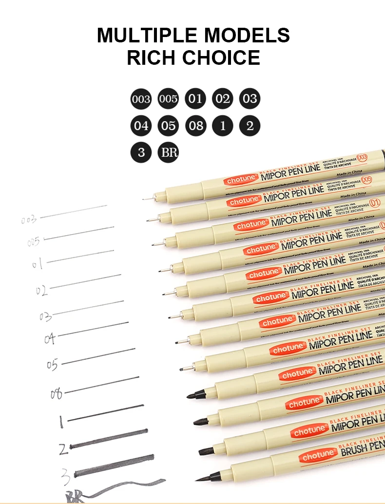 12er-Set Pigment Liner Micron Tintenmarker für Manga, Zeichnen, Skizzieren, Nadelstift, Hakenlinienstift, Skizzen-Schreibwarenset, Kunstbedarf – Detail 5