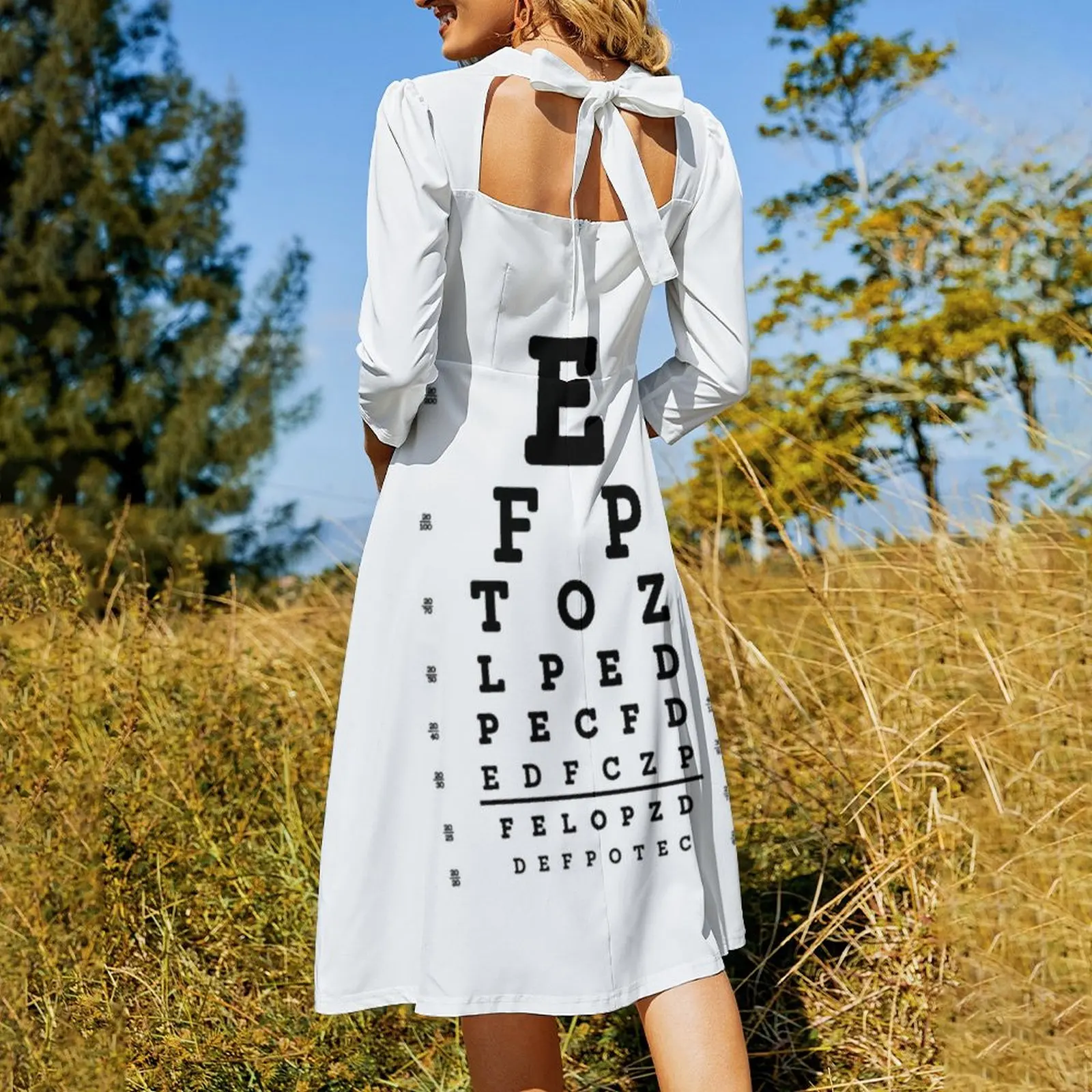 Snellen Eye Chart Flare Kleid Sommer Frau Kleid Frauen langes Kleid Party Frauen eleganten Luxus