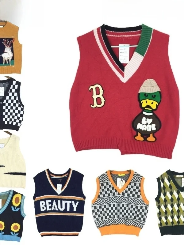 

Винтажный цветной блузкий жилет большого размера, осень-зима, свободный крой, универсальный ретро Sle, открытый кардиган для колледжа, топ для женщин