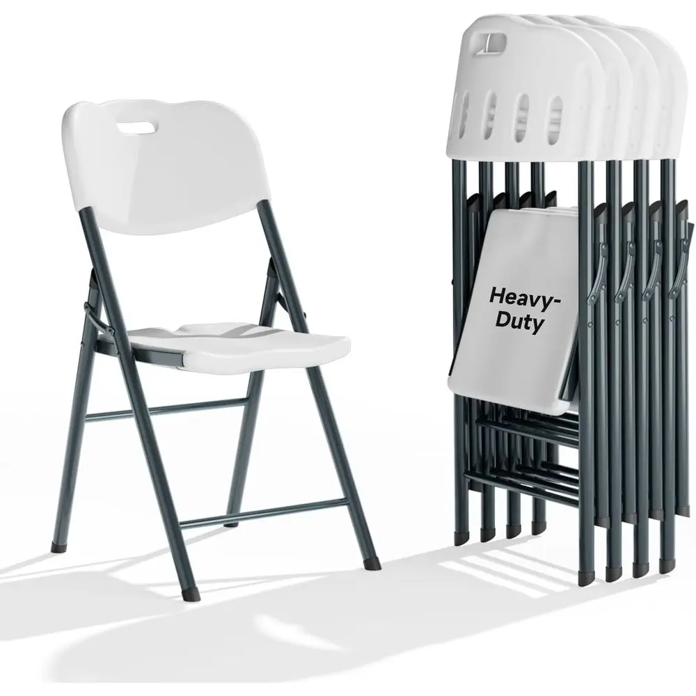 

Heavy-Duty Stackable Plastic Chairs, 700lbs Capacity, Double Layer HDPE with Steel Bars, Ideal for Office, Kitchen, Party, Patio