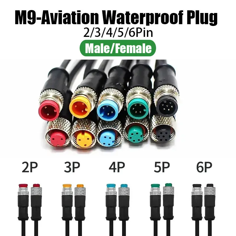 

5/20PCS M9 2 3 4 5 6 Pin DC Electric Bicycle Butt Joint Plug waterproof female male Connector Wiring Scooter Brake Cable 20CM