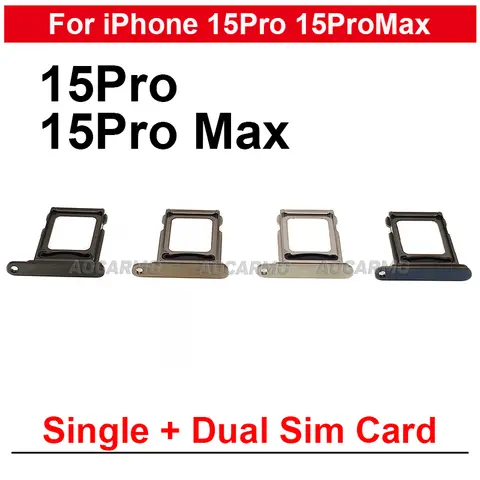 iPhone 15 Pro Max 15Pro 용 싱글/듀얼 Sim 트레이 블랙 블루 화이트 천연 티타늄 SIM 카드 홀더 슬롯 교체 부품