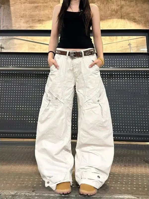 Calças Casuais Estilo Americano Retrô com Efeito Desgastado, Calças de Trabalho de Perna Larga para Homens e Mulheres, Jeans ...
