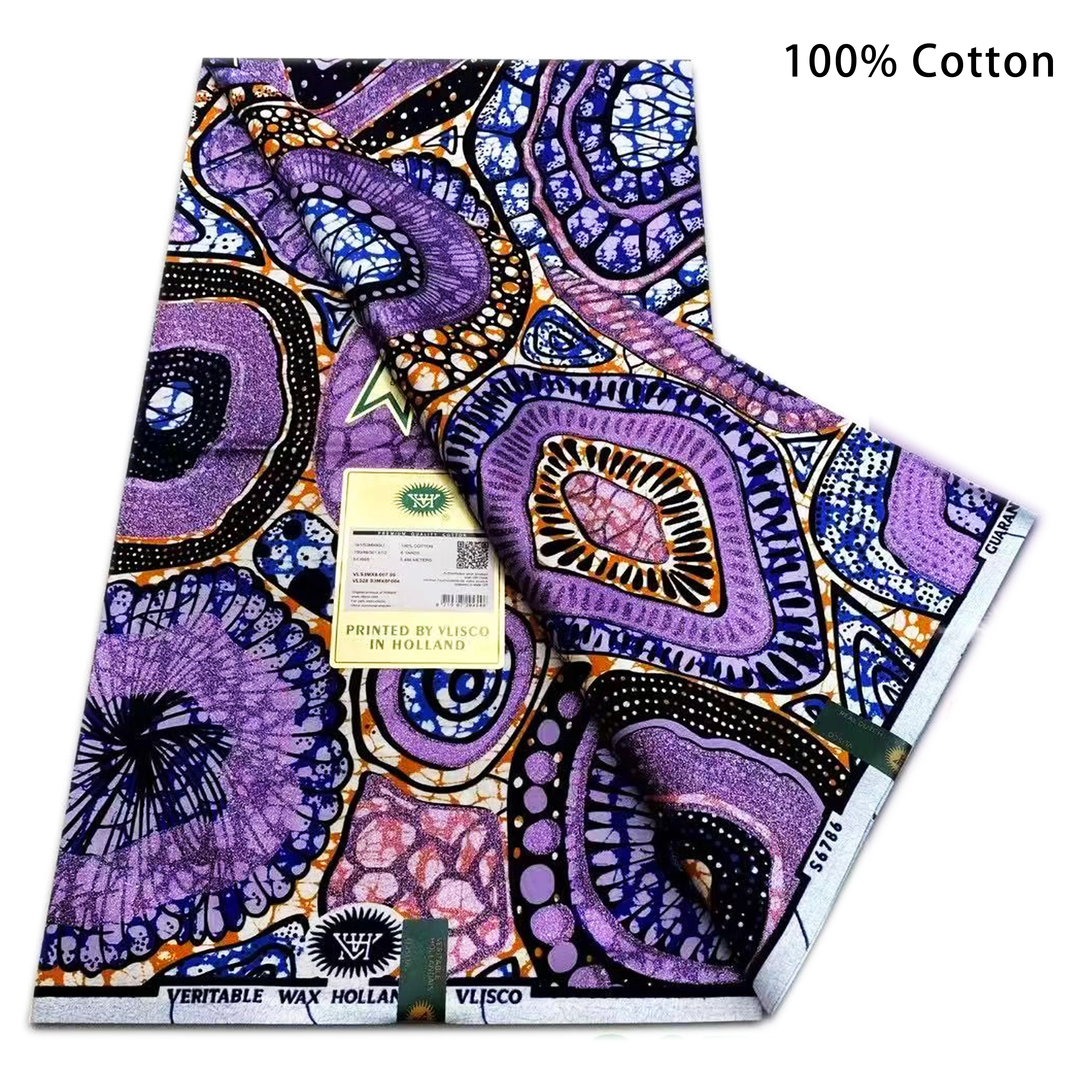 2025Soft Golden Glitter Cotton Ankara Wax Fabric 6 Yards Super Quality African Batik Print Gold Flash Grand Wax Fabric