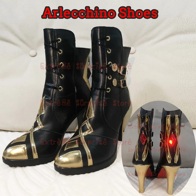 36-43 Size IN STOCK Arlecchino Cosplay Shoes genshin impact cosplay Arlecchino High Heels Cosplay Shoes Prop