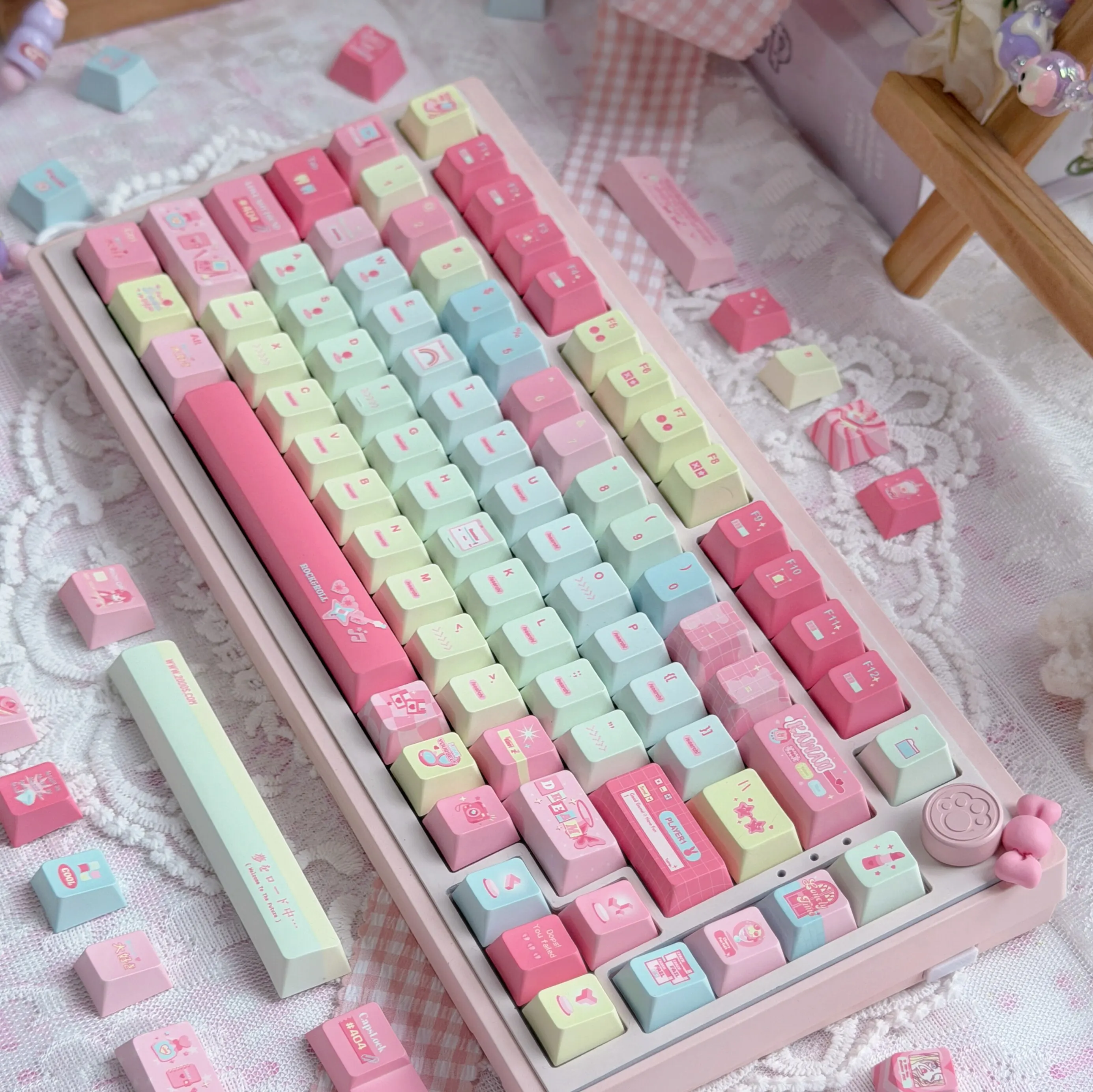 MAIMOOO Keycaps Players Heat Sublimate PBT Material CHERRY High Rose Red Keyboard Keycaps