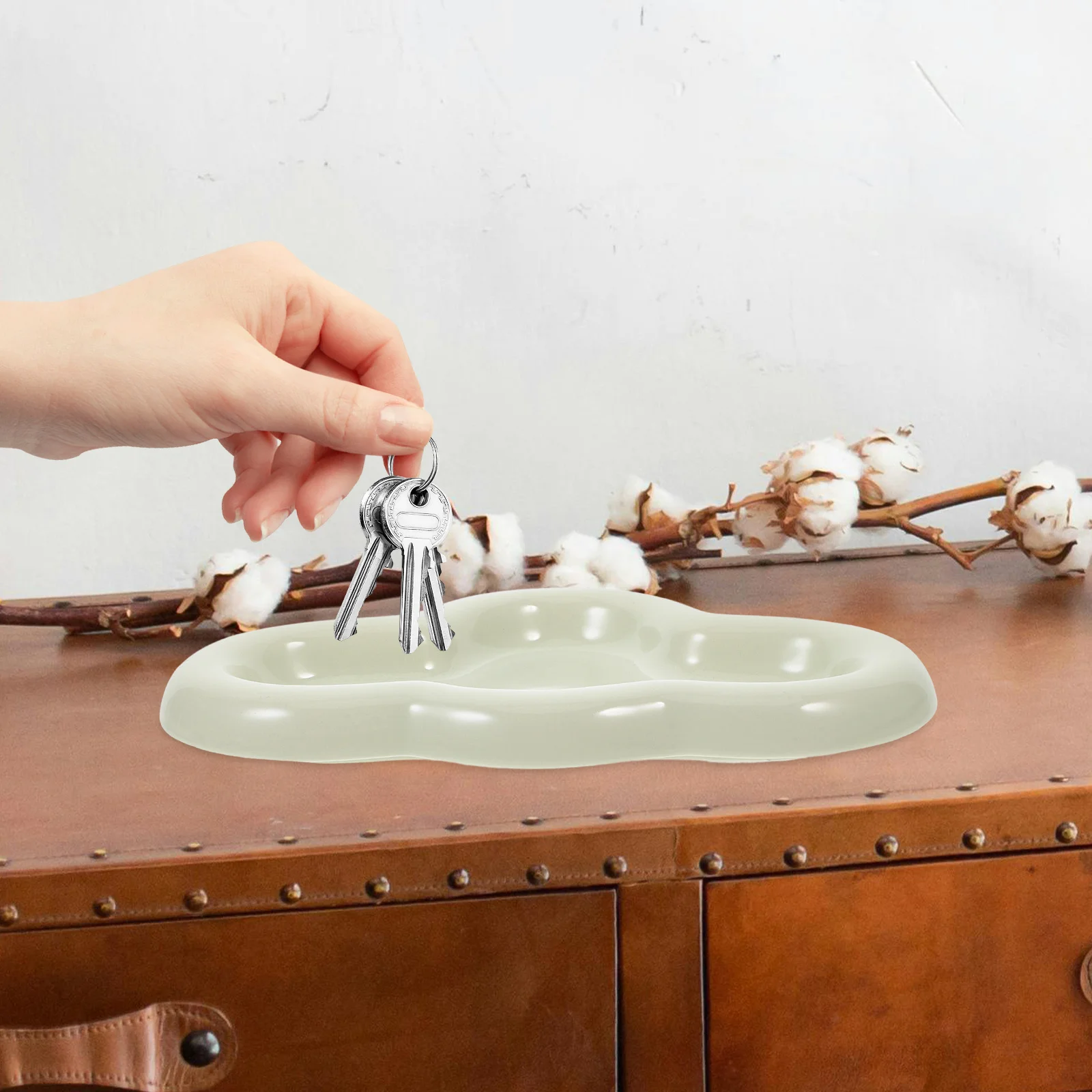 

Ceramic Jewelry Tray Cloud Shape Cute Rings Keys Dish Decorative Catchall Plate Earring Organizer Entryway Room